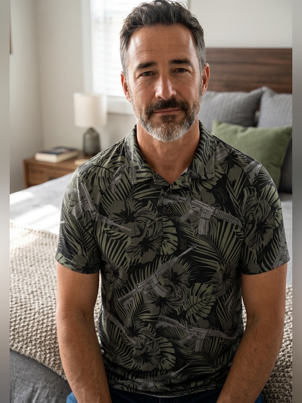 Grunt Style Olive & Black Tropical Print Polo